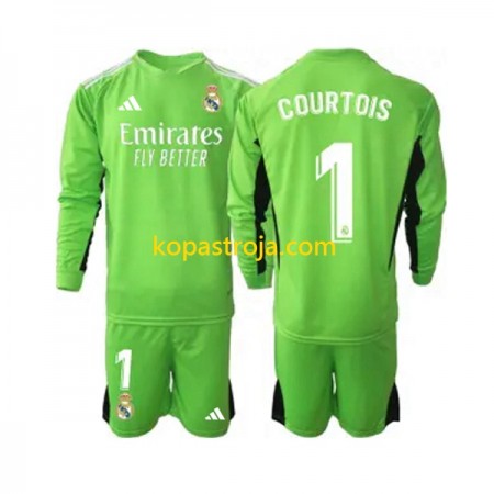 Billiga Fotbollströjor Real Madrid Thibaut Courtois 1 Målvakt Barn Hemma tröja 2023/24 Långärmad
